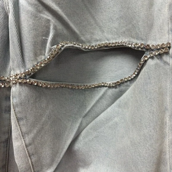 NWT Judy Blue 14W Distressed Cutout Wide Leg Jeans Light Wash High Rise New - Picture 2 of 12